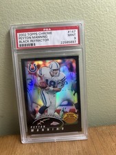 2002 Topps Chrome Peyton Manning #147  Weekly Wrap Up Black Refractor /599 PSA9