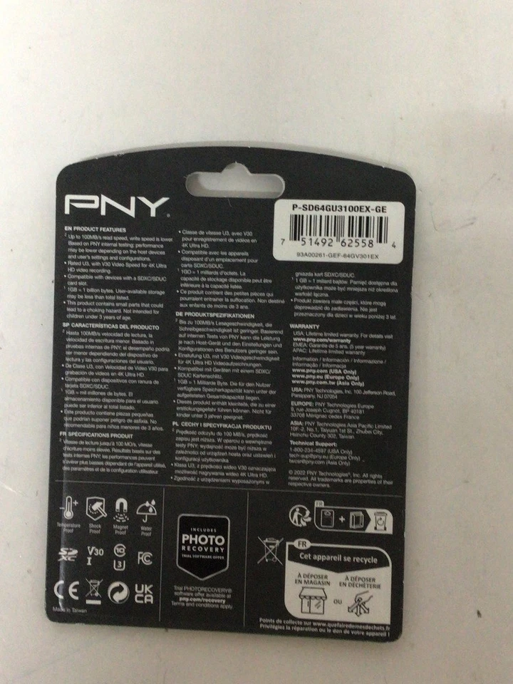 PNY Elite-X 64GB Micro SD Card, MicroSDXC, A1, V30, Class 10, 100MB/S (44237) - Image 2 of 3
