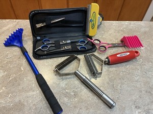 Dog Grooming Lot Furminator Oster Scaredy Cut Scissors DM EZ 2