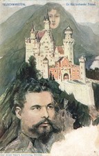 707735) AK Adel Kgr. Bayern - Berggesichter König Ludwig II und Neuschwanstein 