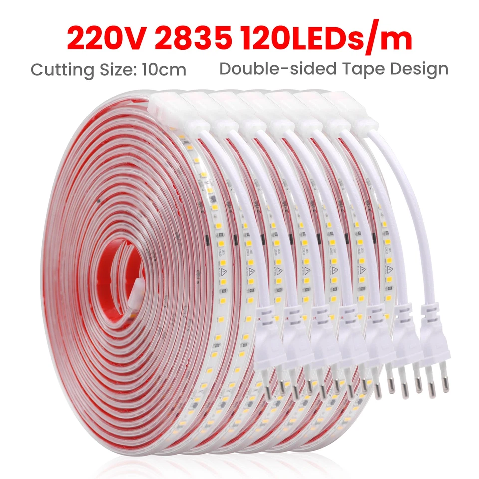 Lichtband LED Streifen Stripe 220V 230V Wasserdicht Lichtschlauch Selbstklebend - Bild 1 von 4