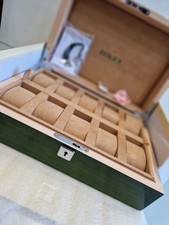 Luxury Watch Display Case – Green Wood – 10 Slot Storage Box