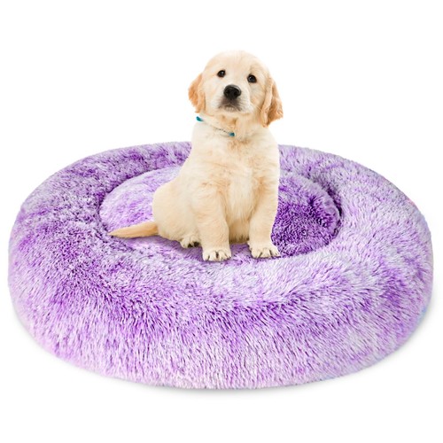 Calming Dog Bed for Medium Dogs, Fluffy Soft Cozy Cat Bed, Faux Fur Anti-Anxi... - Picture 2 of 6