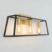Artika Carter 3-Light Vanity Light with Bulbs Steel Black Gold Finish