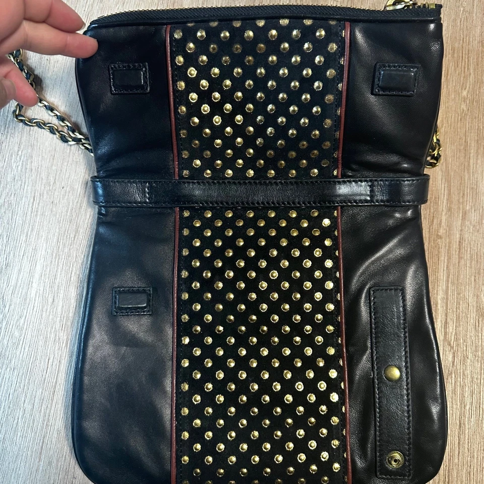 MAYLE черной кожи с заклепками наплечная сумка цепочка ремень - Изображение 2 из 4