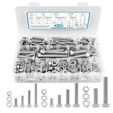 Stainless Steel Hex Head Nuts and Bolts Assortment Kit 246PCS 1/4-20 5/16-18 ...