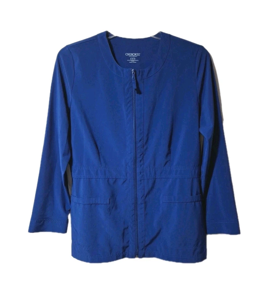 Cherokee Lab Nursing Scrub Unifom Jacket Womens M Royal Blue Lot of 3 CKI302 - Image 2 of 4