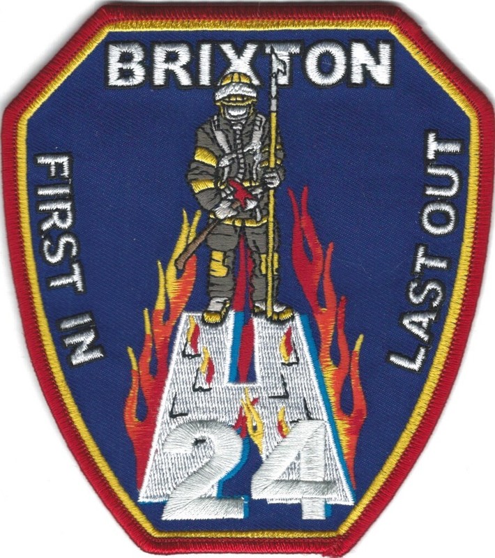 UNITED KINGDOM - London Fire Brigade Brixton Station 24 patch -First In Last Out
