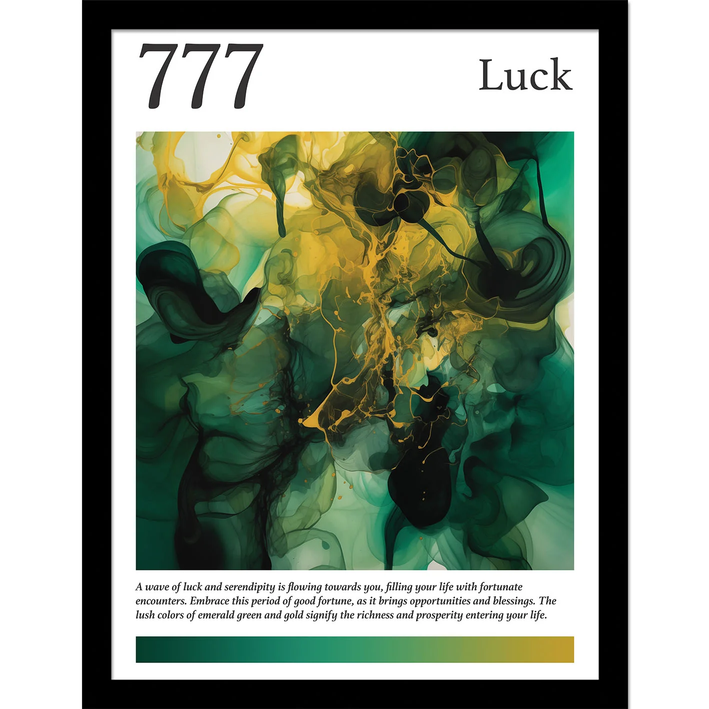Numerology Angel 777 Luck - 30 x 40cm Black Framed Print Wall Art