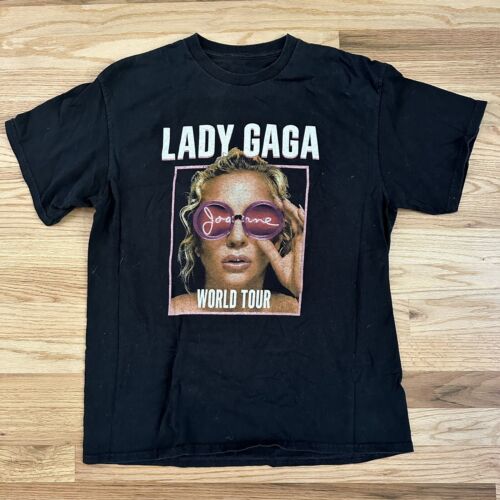 Men's 2017 Lady Gaga Joanne World Tour Black Concert Merch Band T Shirt Tee Sz L - Picture 1 of 4