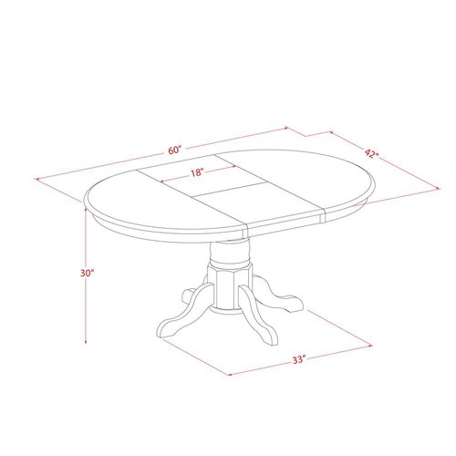 Kenley Oval Single Pedestal Oval Dining Table 42"x60" with 18" ... - Picture 2 of 3