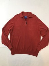 Pendleton Men s 1/4 Zip Red Cotton Knit Pullover Sweater Size Large