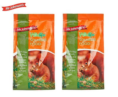 2X MR JOHNSONS WILDLIFE SQUIRREL FOOD HIGH QUALITY NUTS SEEDS FRUIT BERRY 900G