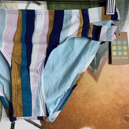 Title Nine Small Naiad Bikini Bottom Swimwear Striped UPF 50 Low Rise NWT 54 - Picture 3 of 5