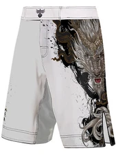 Raven Fightwear Men's Year of the Dragon MMA Shorts BJJ White 