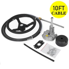 VEVOR 10ft Boat Rotary Steering System Outboard Kit SS13710 Marine W/13.5" Wheel
