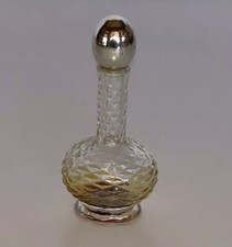 Vintage Glass Perfume Bottle — With Silver Top