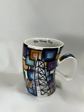 CHICAGO ,"The Windy City" Coffee Cup, Slant Design, Abstract Art