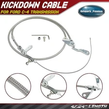 47.24 In Braided Stainless Steel Transmission Kickdown Cable for Ford C-4 Trans.