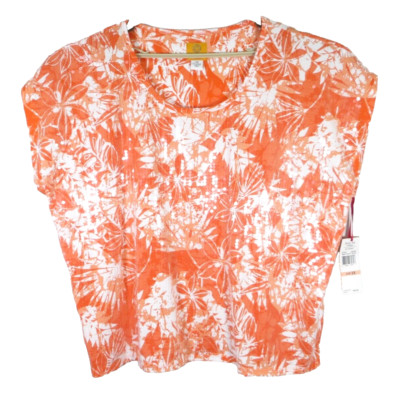NWT RUBY RD. Women Stretch Cotton Blouse Relaxed Fit Sequined Multicolor 2X $54
