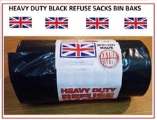 New BIG HEAVY DUTY BLACK REFUSE SACKS STRONG THICK RUBBISH BAGS BIN LINERS LARGE