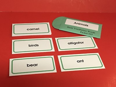 Animals - Basic Vocabulary Cards - ESL - Word Packet #3  - Animals (52 Words)