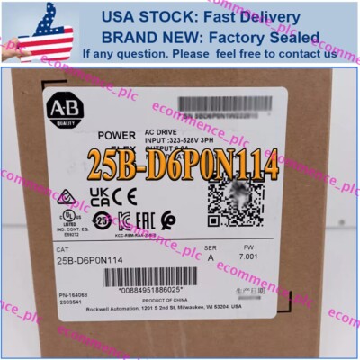 New Factory Sealed Allen-Bradley 25B-D6P0N114 PowerFlex 525 AC Drive 25BD6P0N114