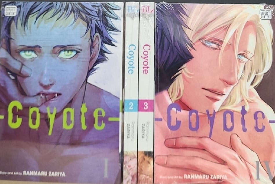 Manga Coyote vol 1-4 en Inglés por Ranmaru Zariya Nuevo Yaoi Sublime BL, Sellado