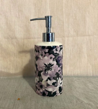 Vintage Porcelain FLORAL Design Soap Lotion Pump 7.5" Dispenser - Nice 