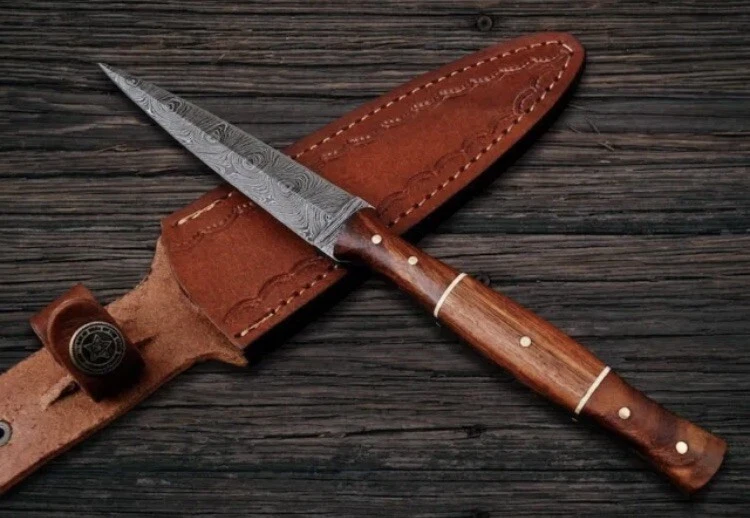 HANDMADE DAMASCUS STEEL BOOT KNIFE DAGGER HUNTING SURVIVAL CAMPING EDC 1615