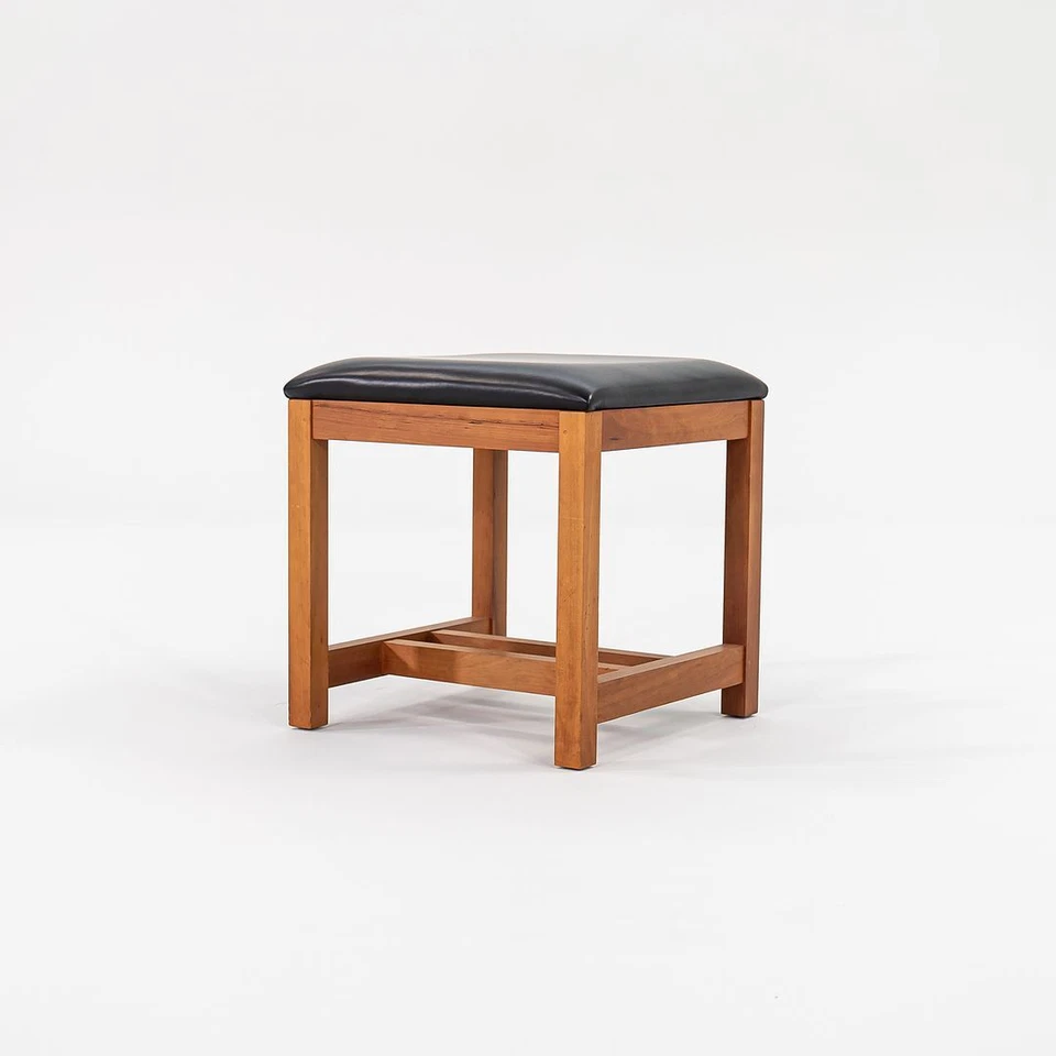 1990 Thomas Moser Mission Style Stool in Solid Cherry & Black Leather Sets Avail - Image 4 of 4