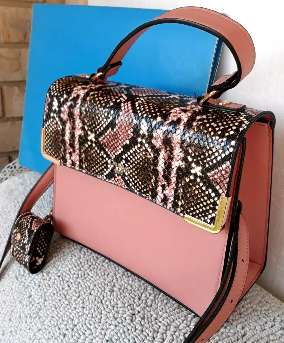 Dune London Pink Snake Print Square Crossbody Bag Handbag 9