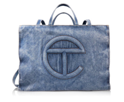 Telfar Large Denim Shopping Bag Blue