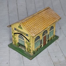 Vintage Tin Lithograph Train Railroad Station Pre-War Power Station