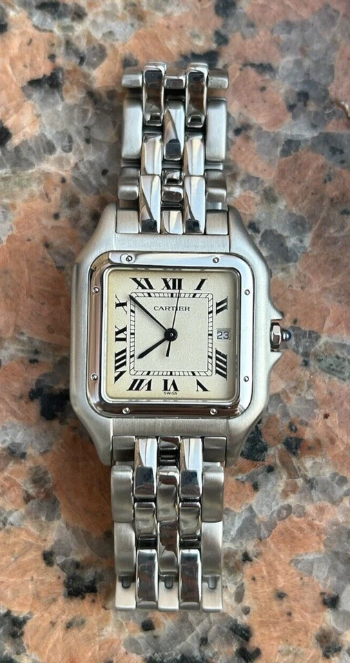 复古卡地亚 Panthere Jumbo 1300 不锈钢 29 毫米手表!!