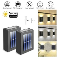 2/4/6/8/12Pcs Solar Led Deck Lights Garden Patio Pathway Stairs Step Fence Lamp