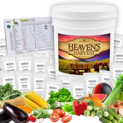 Heaven’s Harvest “10 Year Garden” Survival Seed Bank Kit | Over 25k Non-GMO H...