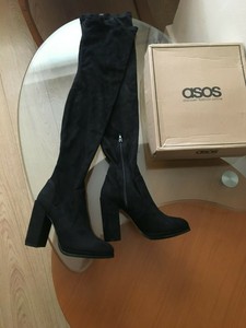 asos black thigh high boots