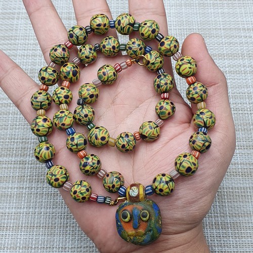 Collar colgante clásico estilo veneciano ojos vidrio con cara antigua vidrio - Imagen 8 de 17