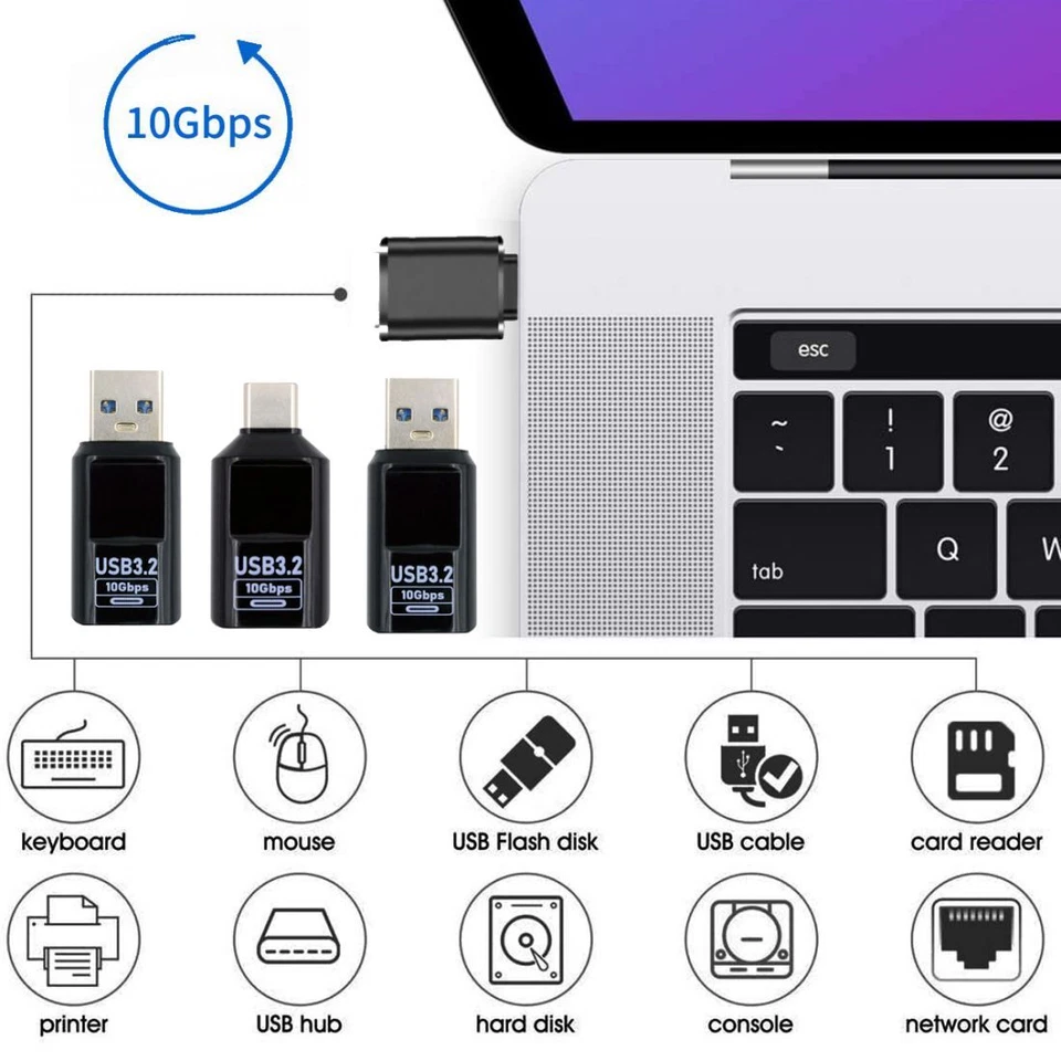 CY 3pcs/lot 10Gbps Type-C to Type-A USB3.2 Data Adapter Smart LED Display USB-C - Image 4 of 4