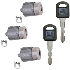 GM OEM Two Door Lock Cylinder & Rear Lock Tumbler Barrel Set 2 GM Logo Keys
