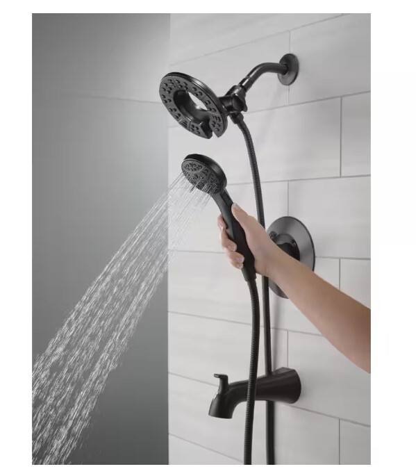 Delta Arvo 14 Series SingleHandle Matte Blk Faucet Tub + Shower Kit