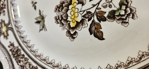 4 PLATOS DE CENA RAROS Vintage 10.75" Mason’s Manchu Marrón Transferware Eng FRESCO - Imagen 8 de 20