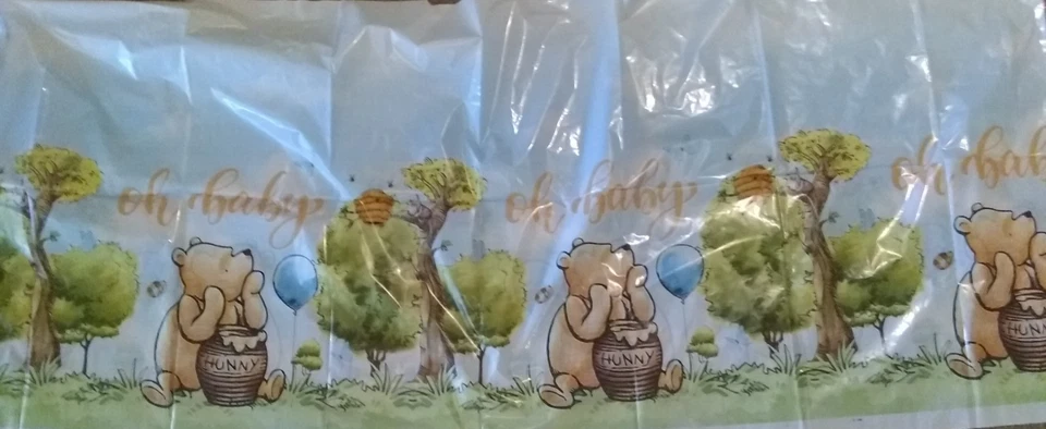 NOVO 3 Peças Winnie The Pooh "Oh Baby" Banner Decoração de Fundo para Chá de Bebê - Imagem 2 de 4