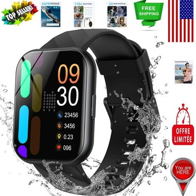 Stylish 5ATM Waterproof Fitness Watch   Heart Rate, Sleep & SpO2 Monitor, Black