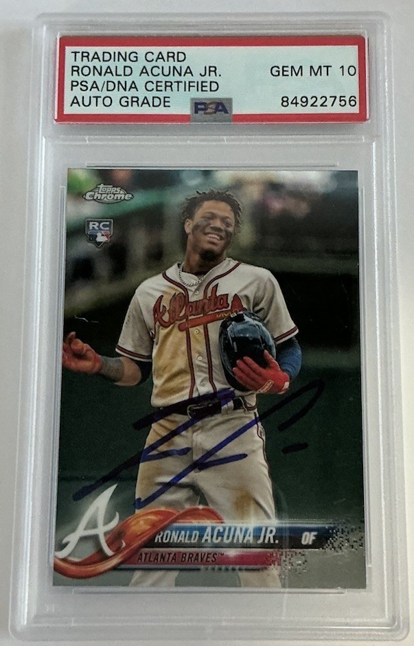 2018 Topps Chrome Ronald Acuna Jr Rookie In Person Auto PSA 10