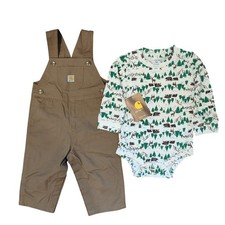 Carters Boys 12M Overalls And Woodland Print Shirt Set