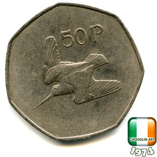 An IRISH 1974 FIFTY PENCE 50p coin, 52 Years Old!