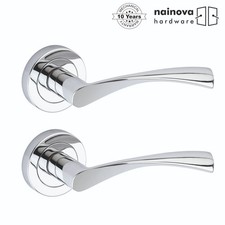 Door Handle Twirl Lever on Rose Pair 52mm Rose - Polished Chrome