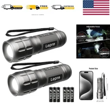Compact 2-Pack of LED Flashlights - 140 Lumens, Waterproof & Ready to Use
